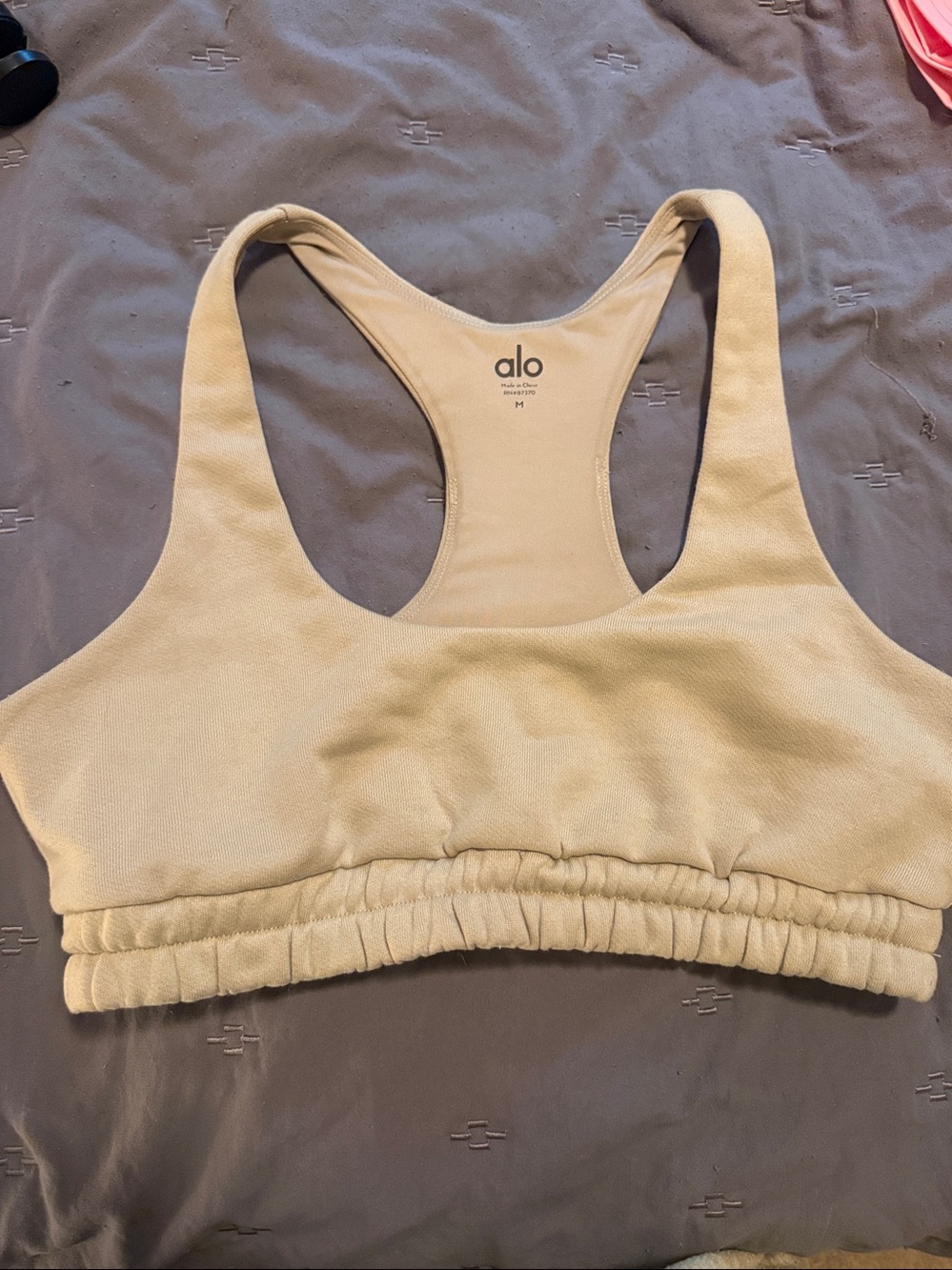 ALO Yoga NWT Scoop Neck Sweatshirt Sports Bra California Sand Size M